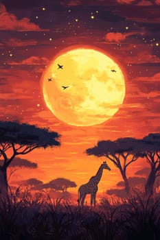 Illustration for children, savannah animals. AI generative.