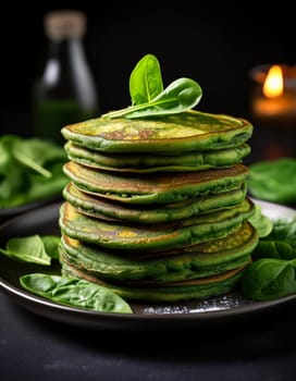 green vegetarian spinach pancakes, AI generated image