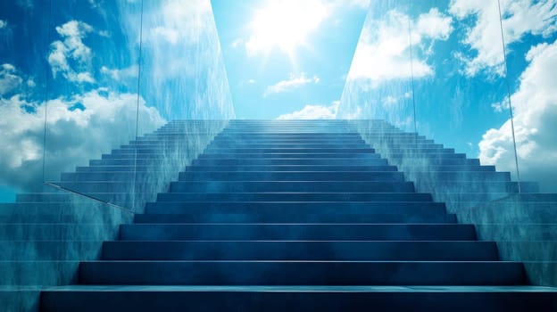 Empty concrete stairs in pedestrian subway. AI generated