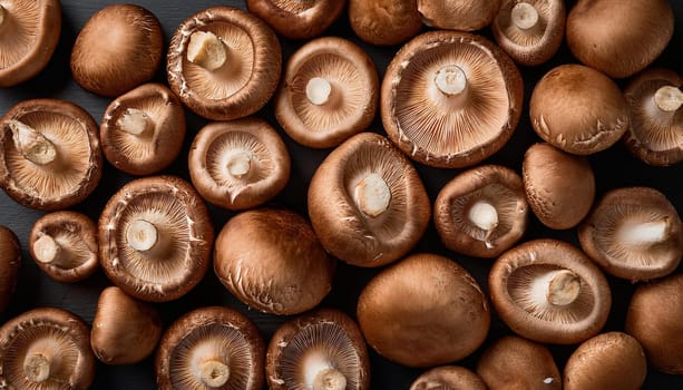 shiitake mushrooms flat view, AI generated image