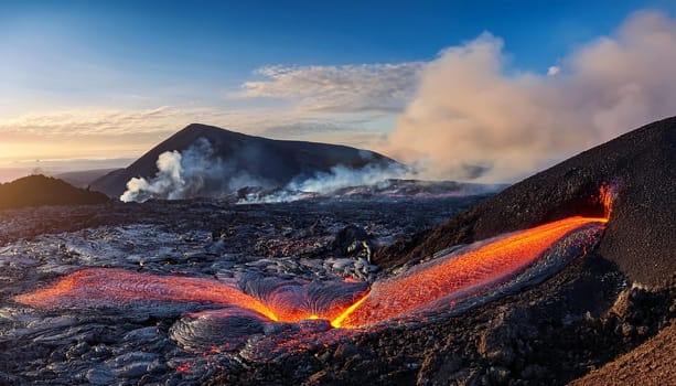 lava from an erupting volcano, AI generated image