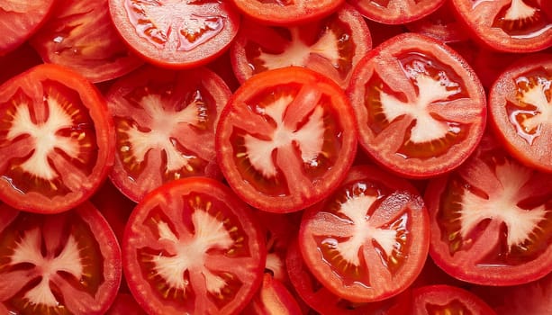 sliced tomatoes vegetables flat view, AI generated image