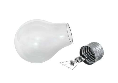 lighted bulb isolated on white background