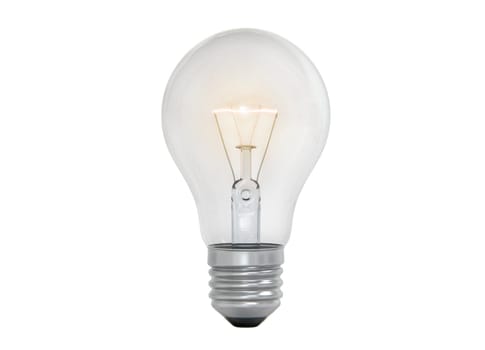 Glowing Lightbulb on a white background