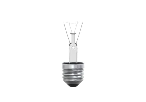 light bulb with tungsten filament on white background