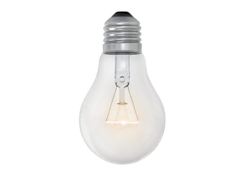 Glowing Lightbulb on a white background