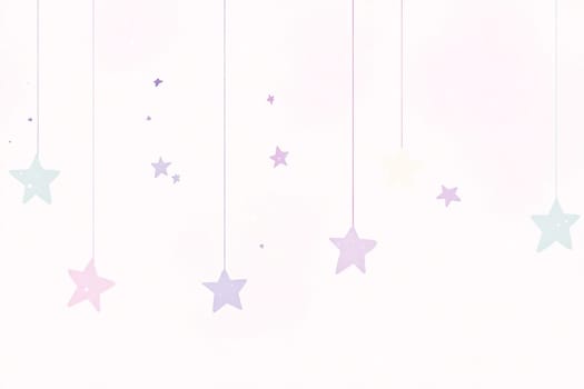 Delicate pastel stars hang softly against a light background, creating a serene and whimsical atmosphere suited for various settings.