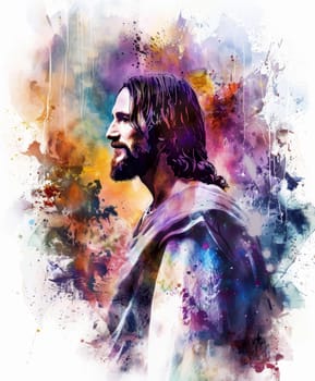 Life of Jesus Christ,depicted in a watercolor style. AI generative.