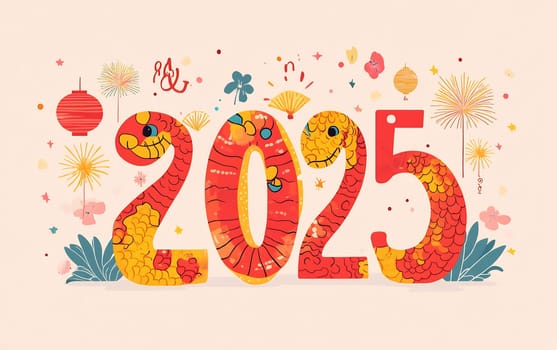 The artwork showcases the year 2025 adorned with intricate patterns and bright colors, symbolizing celebration and new beginnings.