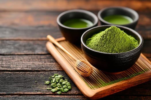 tasty Matcha Latte made from green tea. AI generative.