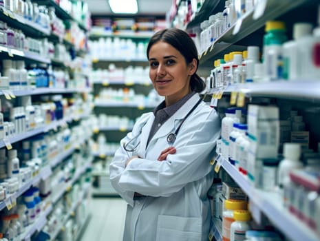 Industrial production of pharmaceuticals. AI generative.