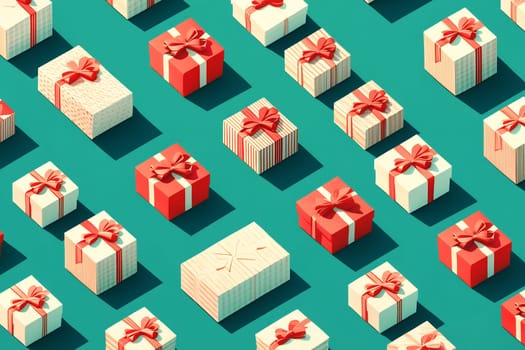 A vibrant assortment of wrapped gift boxes decorated with various ribbons, creating a festive atmosphere perfect for celebrations.