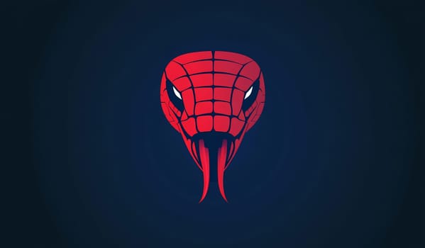 A red snake design with a web pattern is set against a dark blue backdrop, creating a visually captivating and ominous effect.