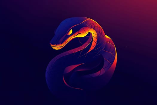 A striking serpent coils in an artistic design, featuring vivid colors and details against a richly colored backdrop, captivating the viewer.