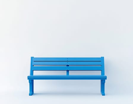 A bright blue bench is placed against a white wall, offering a pop of color and a modern touch suitable for outdoor or indoor settings.