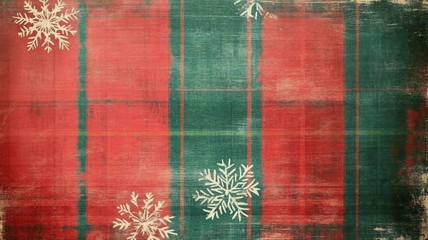 This vibrant plaid backdrop features red and green colors with white snowflakes, ideal for creating holiday decorations and greeting cards.