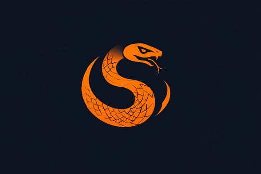 An orange snake twists in a circular design on a dark background, representing creativity and depth in visual art.