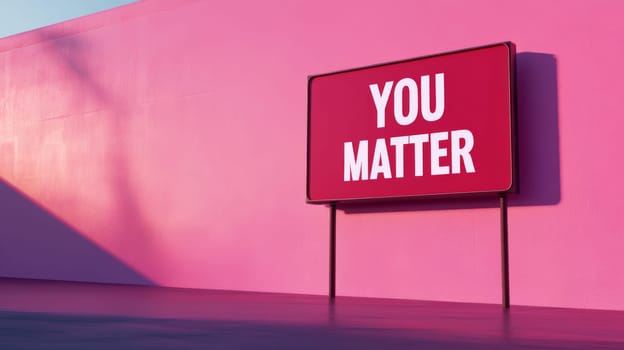 Sign with motivational message You Matter on color background, AI generated