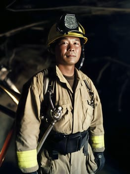 Firefighting Young Fireman Hero Work Profession