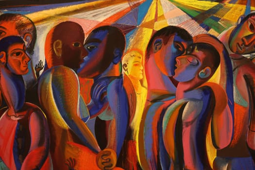 Venice, Italy - May 7 2024: Foreigners Everywhere 60th Venice Art Biennale in Venice. Metropolitan by Louis Fratino. Oil on canvas