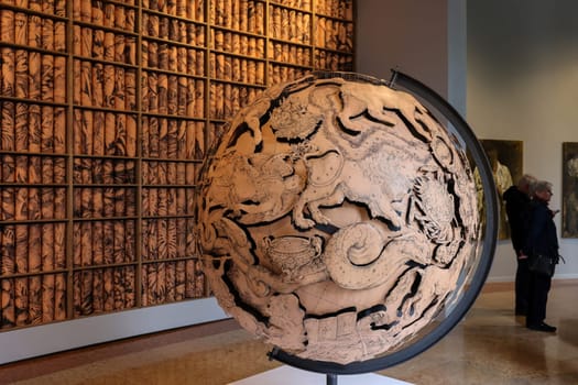 Venice, Italy - May 7 2024: Foreigners Everywhere 60th Venice Art Biennale in Venice. The exhibition titled Home Sextant in Venetian Pavilion at Giardini