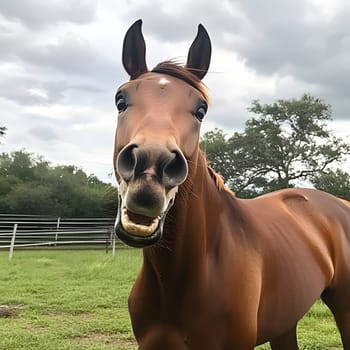Happy Brown Horse Wild Pony Equine