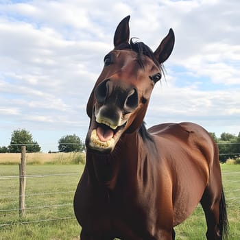 Happy Brown Horse Wild Pony Equine
