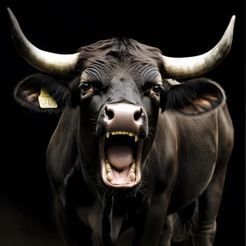 Angry Farm Cow agricultural Animal dark background