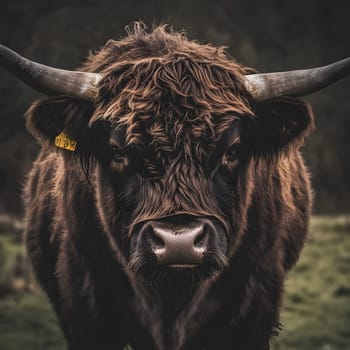 Angry Farm Cow agricultural Animal dark background