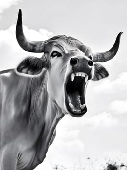 Angry Farm Cow agricultural Animal dark background