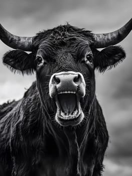 Angry Farm Cow agricultural Animal dark background