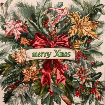 A decorative holiday wreath features vibrant greenery red berries and a festive bow perfect for Christmas celebrations and decorations.