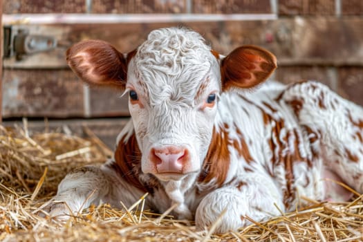 A close-up portrait of a young calf's face, highlighting its soft fur and gentle expression