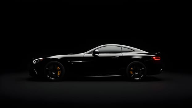 Black luxury car on black background