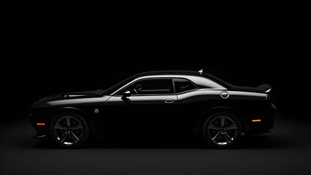 Black luxury car on black background