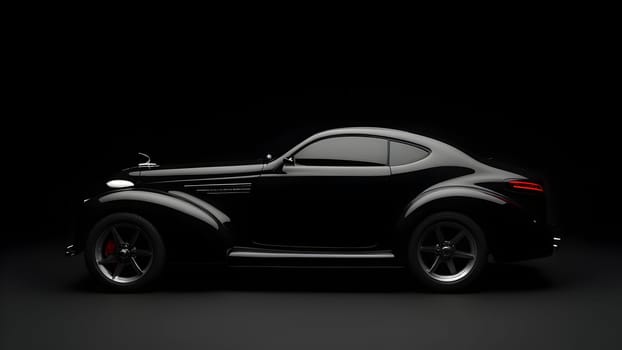 Black luxury car on black background