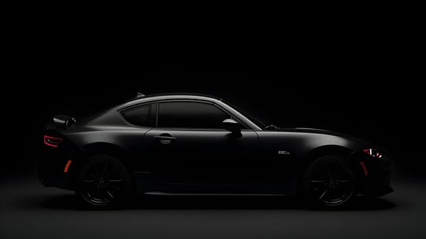 Black luxury car on black background