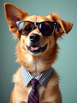 Funny dog in the glasses