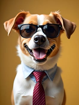 Funny dog in the glasses