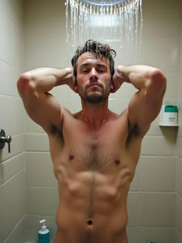 Man washing in the shower