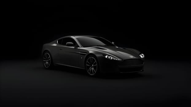 Black luxury car on black background