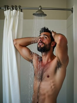 Man washing in the shower