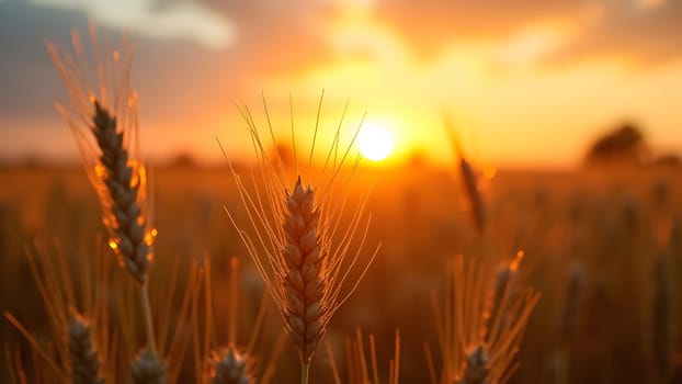Wheat field in the sunset