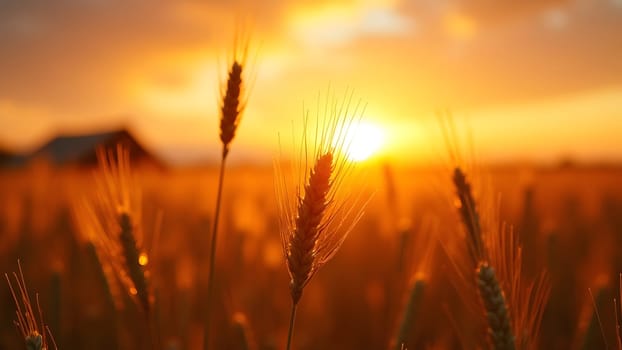 Wheat field in the sunset