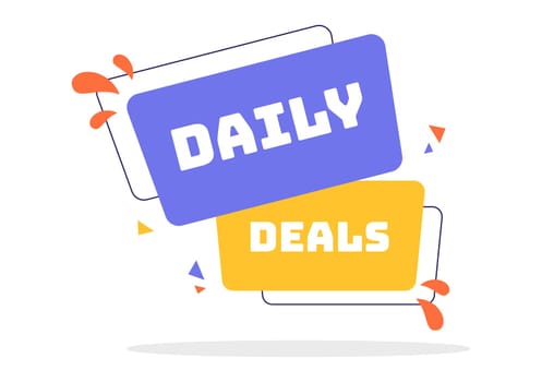 Daily Deals Vector Illustration Showcasing Various Shopping Items with Increasing Discounts to Ideal for Promotions, Sales, and E-Commerce Background