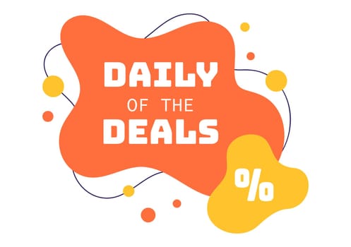 Daily Deals Vector Illustration Showcasing Various Shopping Items with Increasing Discounts to Ideal for Promotions, Sales, and E-Commerce Background
