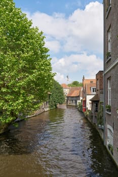 Canal in the historic old town of the World Heritage city of Bruges in Belgium