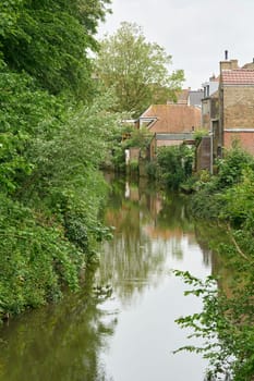Canal in the historic old town of the World Heritage city of Bruges in Belgium