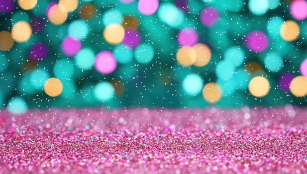 Colorful bokeh background with glitter and sparkling lights.