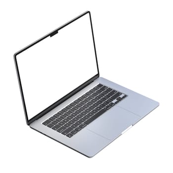 Modern silver laptop showing transparent screen 3d